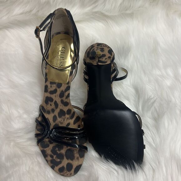 GUESS Leopard Print and Patent Leather Strappy Heels BIN 12 - Picture 8 of 9